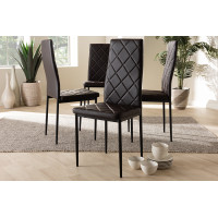 Baxton Studio 112157-4-Brown Blaise Modern and Contemporary Brown Faux Leather Upholstered Dining Chair (Set of 4)